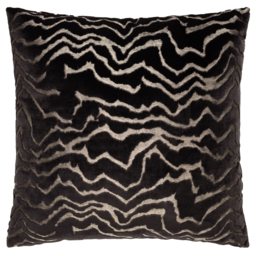 Tierra Cut Velvet Abstract Cushion - Jet / Polyester - thumbnail 2