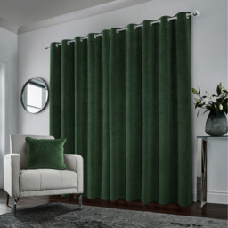 Hampton Green Blackout Velvet Supersoft Eyelet Curtains - Green / 229cm / 183cm - thumbnail 4