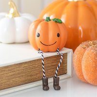 Cute Smiling Pumpkin Shelf Sitter Ornament - Orange