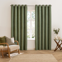 Verso Suede Blackout Eyelet Curtains - Green / 168cm / 183cm - thumbnail 2