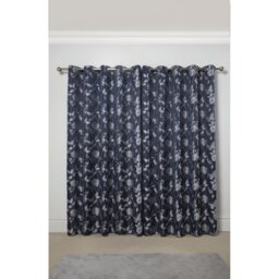 Meadows Lined Eyelet Jacquard Curtains - Navy / 137cm / 116cm - thumbnail 2