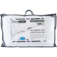Homescapes Pure Mulberry Silk Blend Pillow Pair with Cotton Case - White