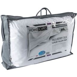 Homescapes Pure Mulberry Silk Blend Pillow Pair with Cotton Case - White - thumbnail 3