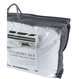 Homescapes Pure Mulberry Silk Blend Pillow Pair with Cotton Case - White - thumbnail 4