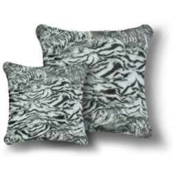 Animal Print Faux Fur Cushion - Grey / 43cm - thumbnail 2