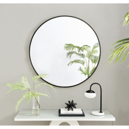 Emma Round Black Frame Wall Mirror - Black / 100cm - thumbnail 3