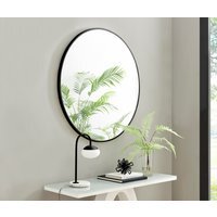 Emma Round Black Frame Wall Mirror - Black / 100cm - thumbnail 1