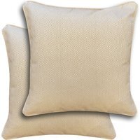 Chester Herringbone Design Pair of Cushion Covers - 43x43cm - Cases Only - Natural