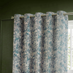 Set of 2 Bengal Chenille Eyelet Curtains - Wedgewood / 168cm / 137cm - thumbnail 2