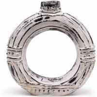 Cream Round Donut Shaped Ceramic Vase from Lombok Handcrafted Decor - Cream