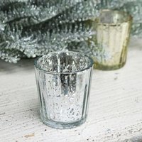 Pair of Glass Speckled Tealight Holders - Silver
