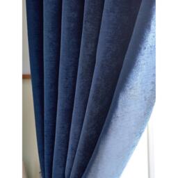 Chenille Blackout Ring Top Eyelet Curtains - Blue / 183cm / 229cm - thumbnail 3