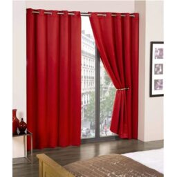 Woven Thermal Blackout Eyelet Curtains - Red / 168cm / 228cm - thumbnail 3