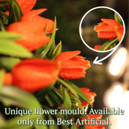Best Artificial 28cm Orange Tulip Hanging Basket Flower Topiary Ball - Orange - thumbnail 4