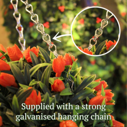 Best Artificial 28cm Orange Tulip Hanging Basket Flower Topiary Ball - Orange - thumbnail 3