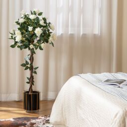 Artificial Flower Tree Faux Floral Plant - White - thumbnail 2