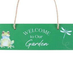 Garden Welcome Sign With Frog And Dragonfly Decor - Green - thumbnail 3