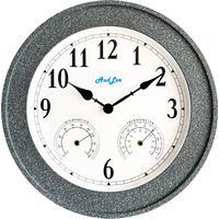 Faux Concrete Clock with Thermometer and Hygrometer - Multicolor - thumbnail 1