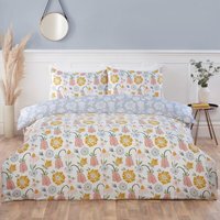 Victorian Bloom Microfibre Fabric Reversible Duvet Cover Set with Pillowcase - Multicolour / King - image 1