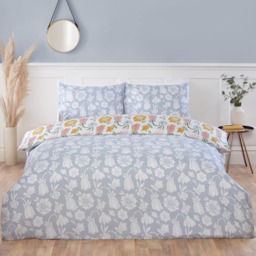 Victorian Bloom Microfibre Fabric Reversible Duvet Cover Set with Pillowcase - Multicolour / King - thumbnail 4