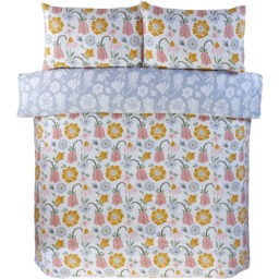 Victorian Bloom Microfibre Fabric Reversible Duvet Cover Set with Pillowcase - Multicolour / King - thumbnail 2