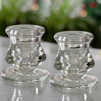 Glass Candle Holders Set - Clear