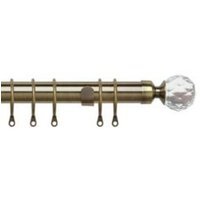 25-28mm Crystal End Antique Brass Metal Curtain Pole Set - Antique Brass / 200cm
