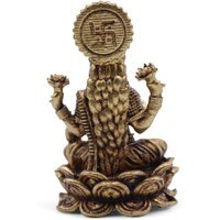 Brass Miniature Goddess Laxmi Figurine, Handcrafted India - Bronze