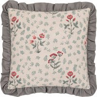 Linen Renata Floral Printed Ruffle Cushion - Multicolour / 80 Feather 20 Polyester