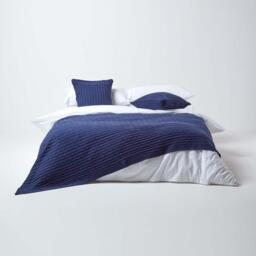 Homescapes Cotton Cable Knit Throw - Navy / 170cm - thumbnail 3