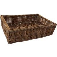 Small Double Steamed Storage Wicker Tray - Brown