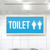 Wall Art Framed Print Toilet Men And  Women Sign - White - thumbnail 1