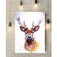 Young Stag Canvas Wall Art - Brown / 12 x 8 in