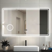 Dimmable LED Bathroom Mirror with Bluetooth Speaker - White / 120cm