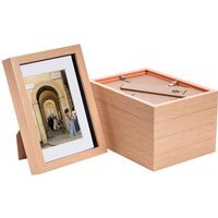 "3D Box Photo Frames with 4"" x 6"" Mounts - A5 (6"" x 8"") - Light WoodWhite - Light Wood/White"
