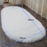 Livingandhome White Oval Shaggy Area Rug - White / 180cm - thumbnail 1