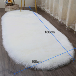 Livingandhome White Oval Shaggy Area Rug - White / 180cm - thumbnail 4
