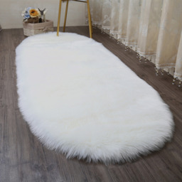 Livingandhome White Oval Shaggy Area Rug - White / 180cm - thumbnail 3