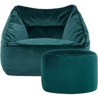 icon Natalia Velvet Armchair Bean Bag with Pouffe - Teal