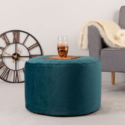 icon Natalia Velvet Armchair Bean Bag with Pouffe - Teal - thumbnail 5