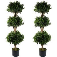 Pair of Buxus Triple Ball Artificial Tree UV Resistant Outdoor Topiary - Buxus Triple Ball UV