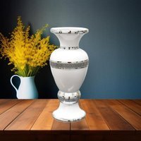 Beautiful Zig Zag Ceramic Mosaic Vase White Crystal White - White