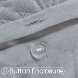 Velvet Embossed Leaf Pattern Duvet Set - Silver / King - thumbnail 3