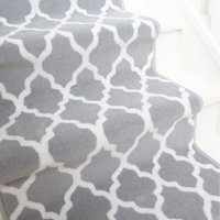 Grey Trellis Cut To Measure Stair Carpet Runner - Grey / 975cm x 60cm - thumbnail 1
