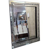 Crushed Diamond Crystal Glass Wall Mirror 60X80Cm - Silver - image 1