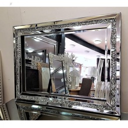 Crushed Diamond Crystal Glass Wall Mirror 60X80Cm - Silver - thumbnail 2