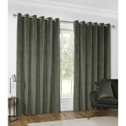 Vermont Velvet Blackout Curtains - Olive / 168cm / 183cm - thumbnail 2