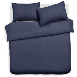 Soft Touch Plain Microfibre Duvet Cover and Pillowcase Set - Navy  / King - thumbnail 5