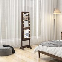 HOMCOM Jewelry Cabinet with LED Mirror Free Standing - Dark Brown - image 1