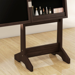 HOMCOM Jewelry Cabinet with LED Mirror Free Standing - Dark Brown - thumbnail 2